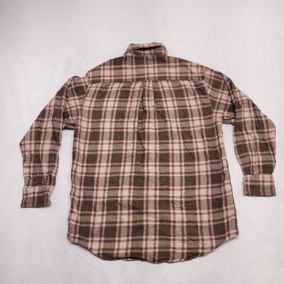 Windham Pointe Madras Flannel Casual Button Up Shirt Mens Size Small S Brown - Picture 10 of 10